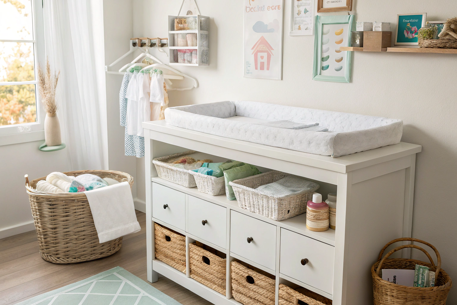 Changing table organization ideas for a clutter free nursery